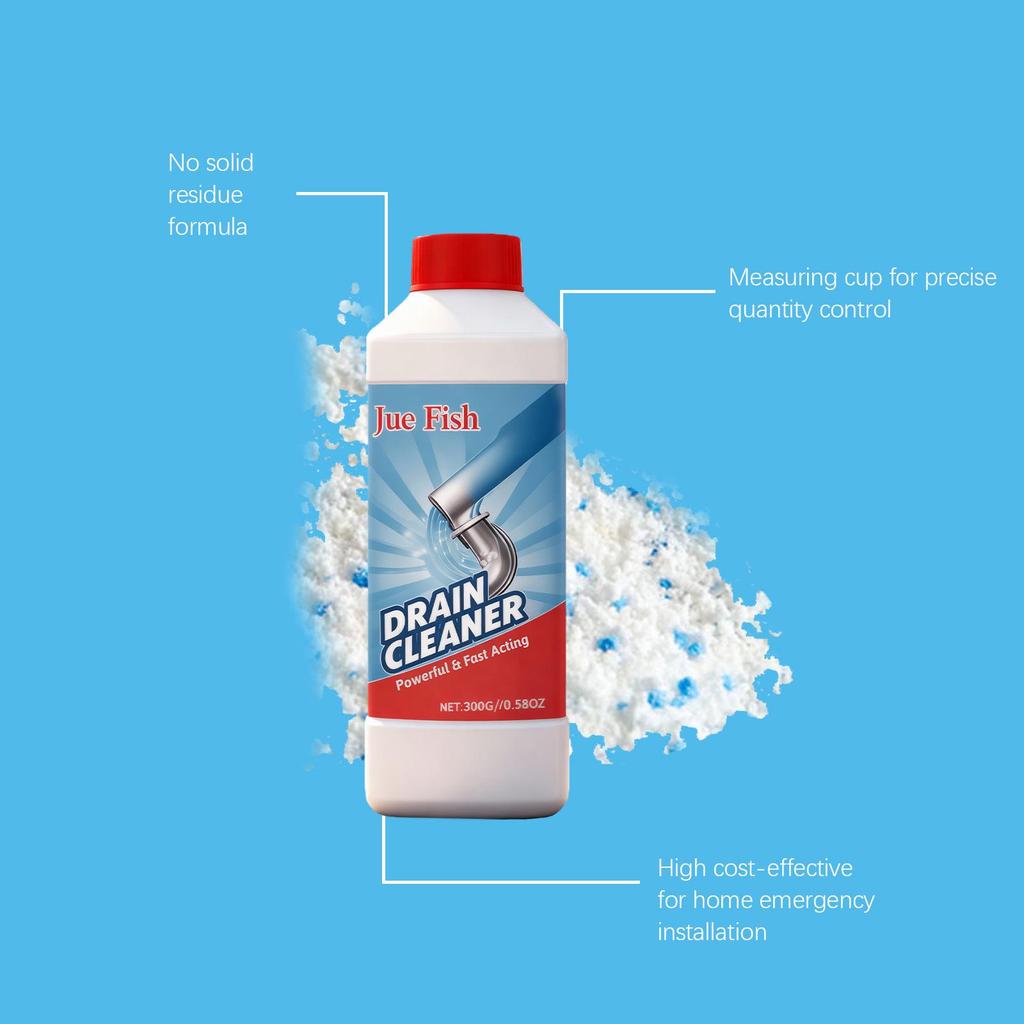 JUE FISH Multi-Use Drain Cleaner for Hair, Oil, and Residue in Clogged Pipes