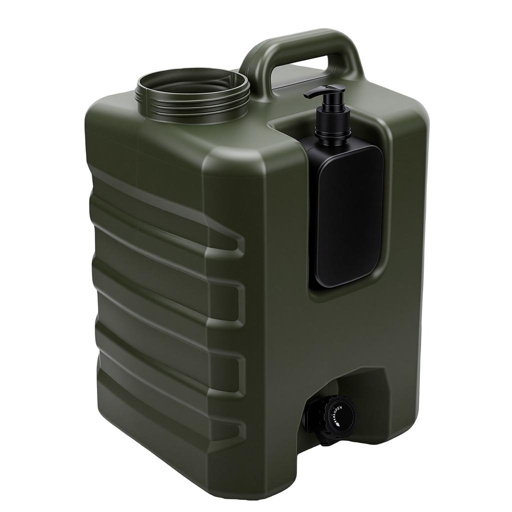 20L Camping Water Jug Food Grade PE Water Tank with Spigot for Outdoor Portable Drinking Container with Hand Wash Bottle