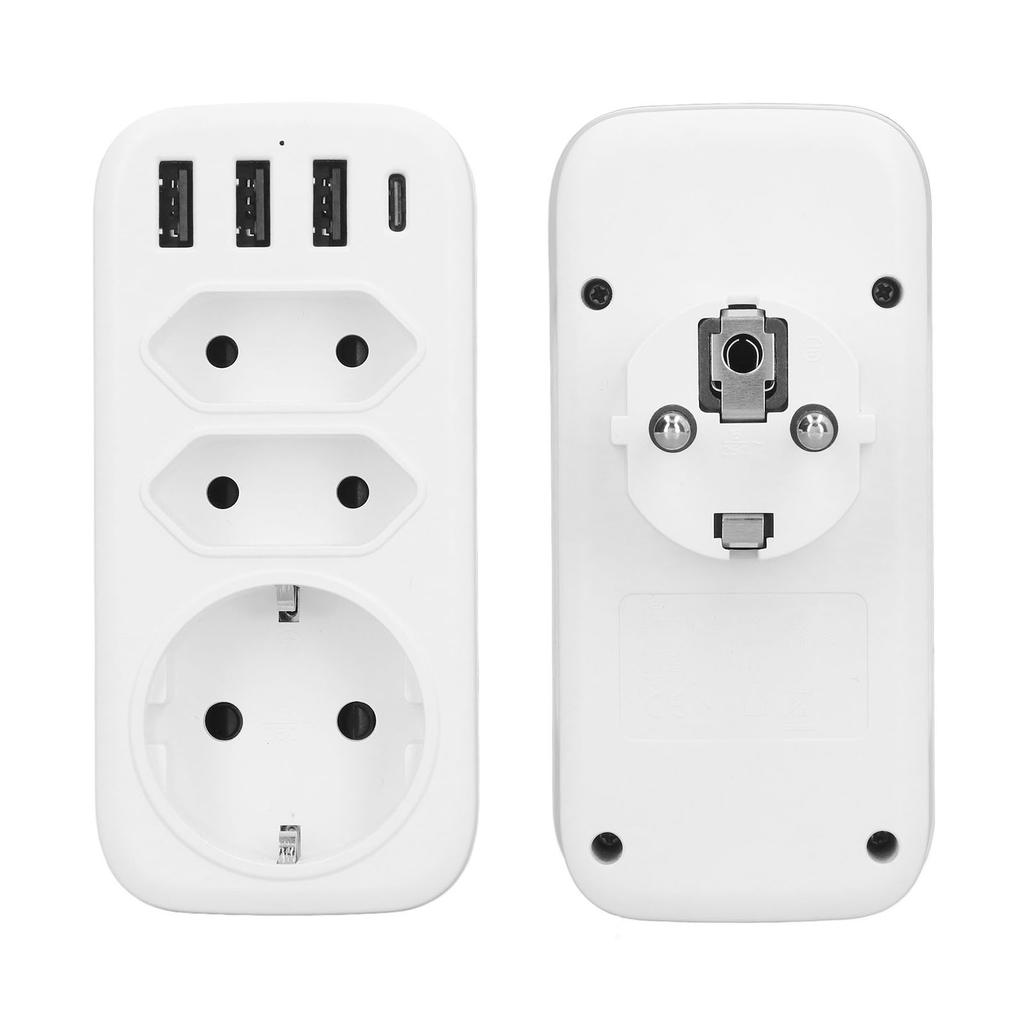 7 in 1 Mehrfachsteckdose 3-fach Adapter 3 USB-Schnittstellen 1 Typ-C-Schnittstelle EU DE Konversion