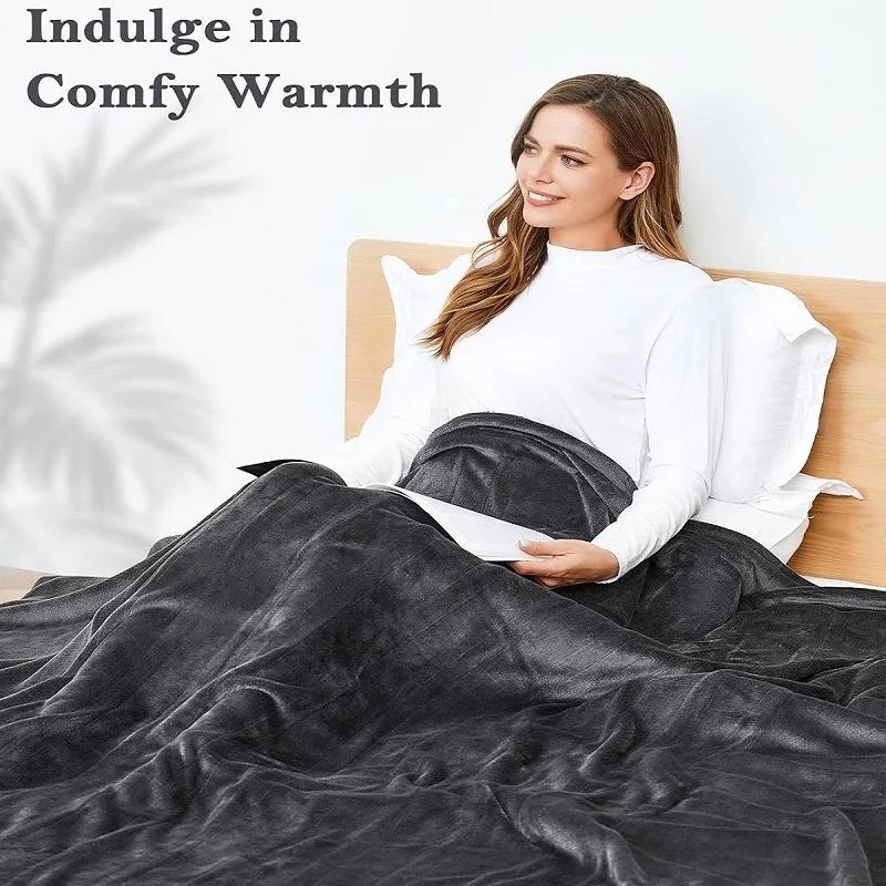 Electric Blanket Flannel Blanket Mattress Winter Machine Washable Double Layer Temperature Control Warmer Heated Throw Blanket