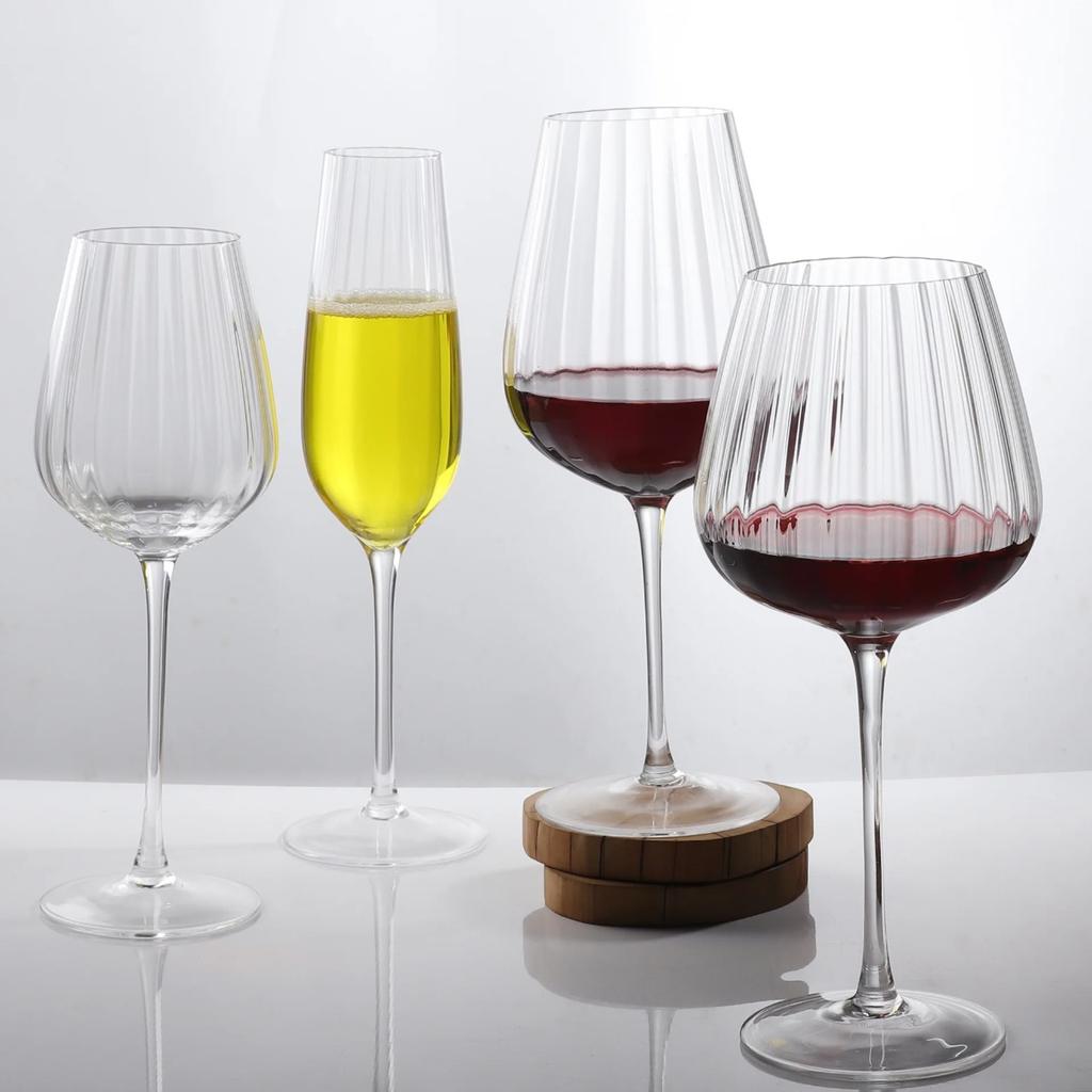Nordic vertical striped red wine glass, champagne glass, creative striped crystal glass, tall glass for home use