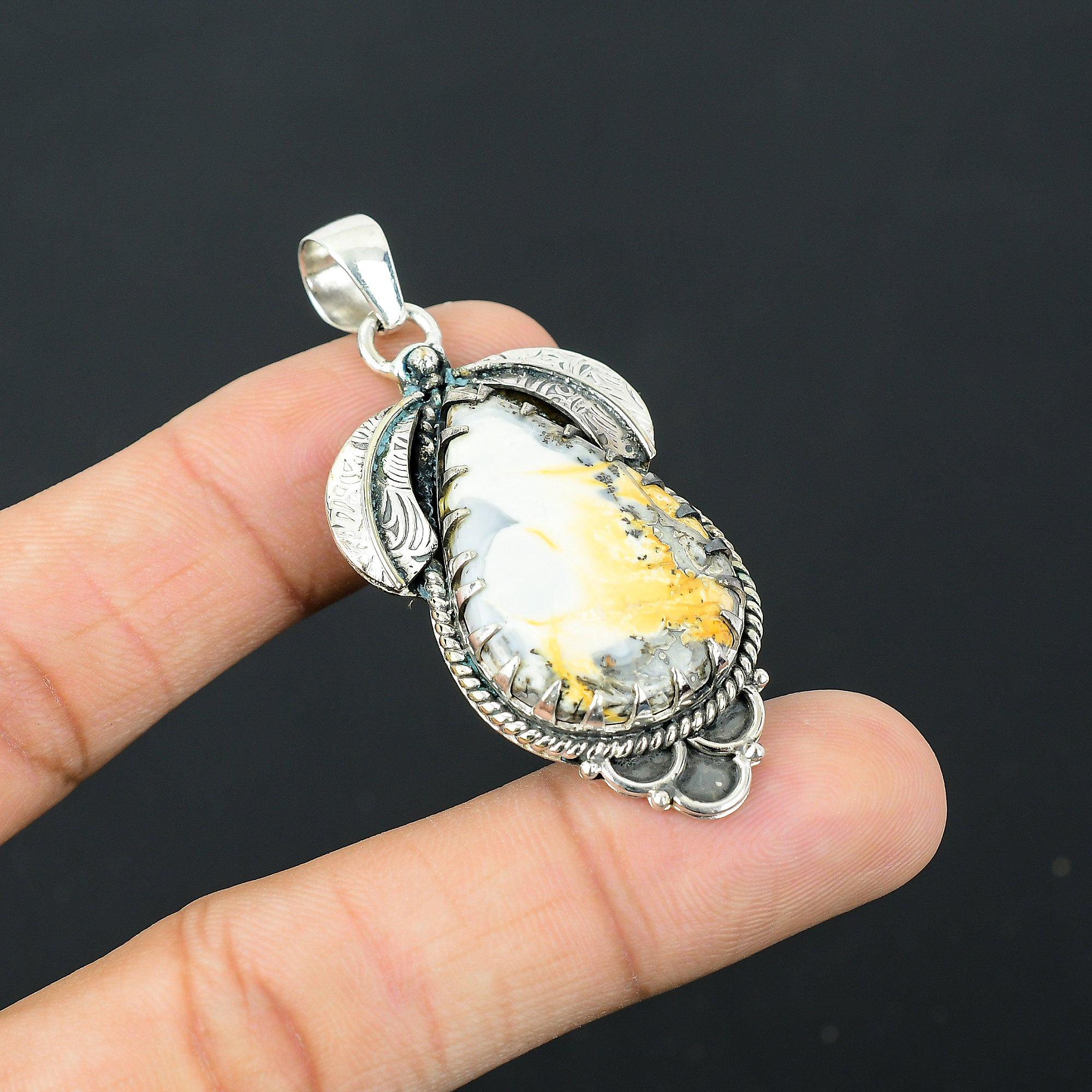Sisters Day Deal Maligano Jasper Gemstone 925 Silver Daughter Art Deco Pendant