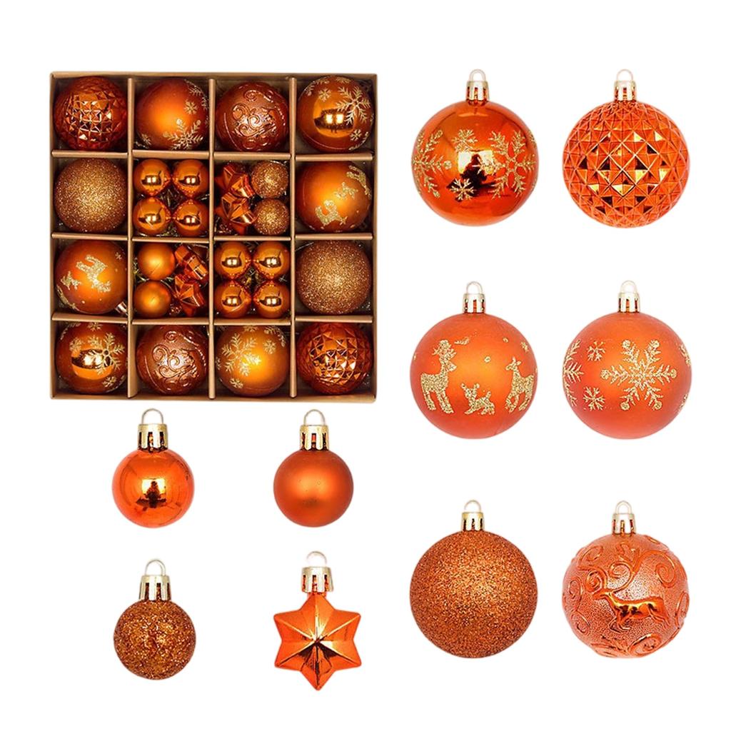 44pcs Christmas Tree Ornament Plastic Ball Decorations For DIY Crafts And Painted Designed Boxes Pendant
