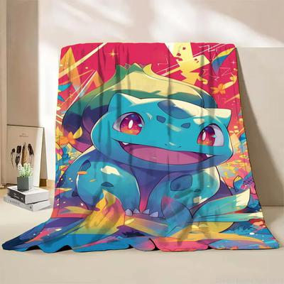 Pokemon Bulbasaur Flannel Throw Blanket for Bed Sofa Home Bedroom Office Travel Children's Cover Blankets Kids Winter Warm Gifts