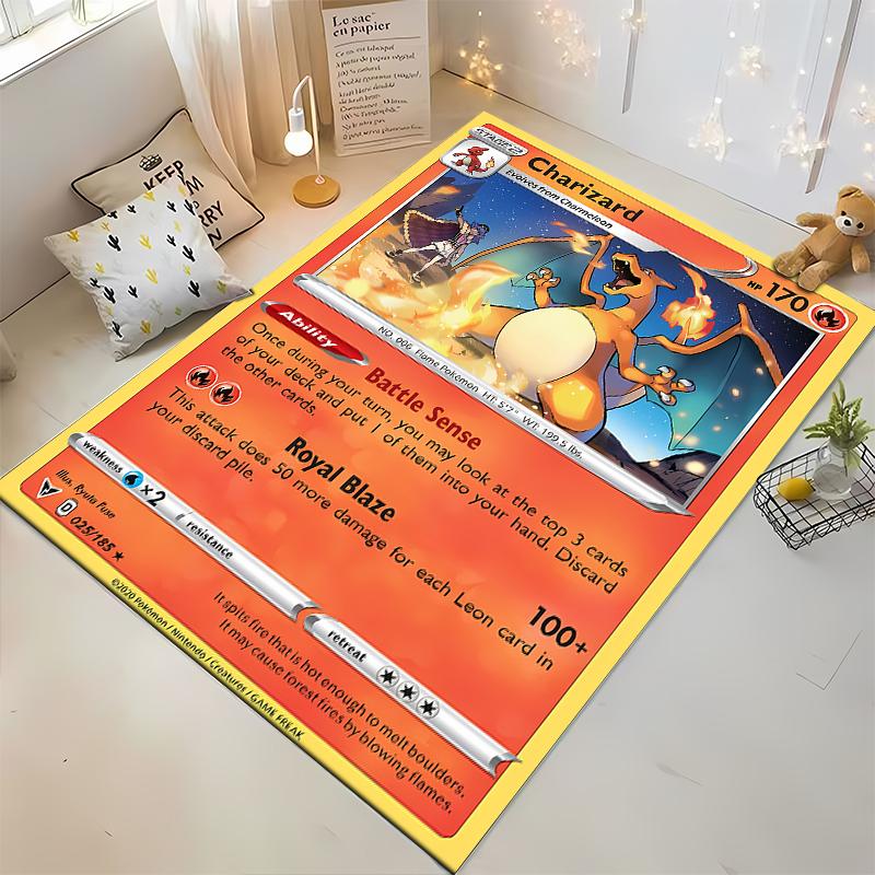 Potdemiel Japanese Anime Classic Charizard Card Printed Carpet Living Room Mats Bedroom Decor Rug Crawl Mat Great Holiday Gift