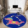 1pc Colorful Horse Ornament Chair Carpet for Office, Round Polyester Mat, Indoor Decor for Office, Easycare Fabric, Washable Non-slip Area Carpet