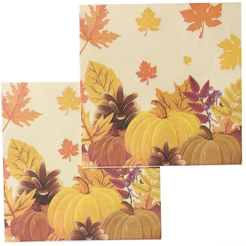 

20 шт. 33*33 см. Бумага для поделок на День благодарения с изображением косточки и желтой тыквы и кленового листа. Бумажные салфетки для вечеринок