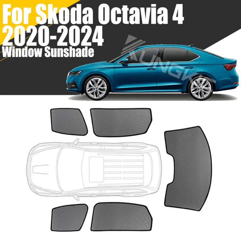 Sunshade Shield for Skoda Octavia 4 -2024 Front Windshield Blind Curtain Rear Side Baby Seat Window Sun Shades Visor