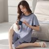 Baumwoll-Nachtwäsche Loungewear Einfarbig Pyjamas Damen Oberteile und Hosen Bedruckt Studenten-Nachtwäsche Hauskleidung 2-teiliges Set Pyjama