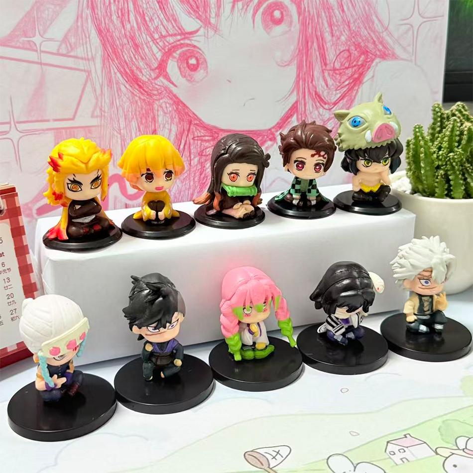 Q-Version Demon Slayer 5 Stile/Set Sitzende Geisterpuppe Tanjiro Nidouzi Inosuke Zenizu Figur Actionfigur Filmmodell Spielzeugpuppe