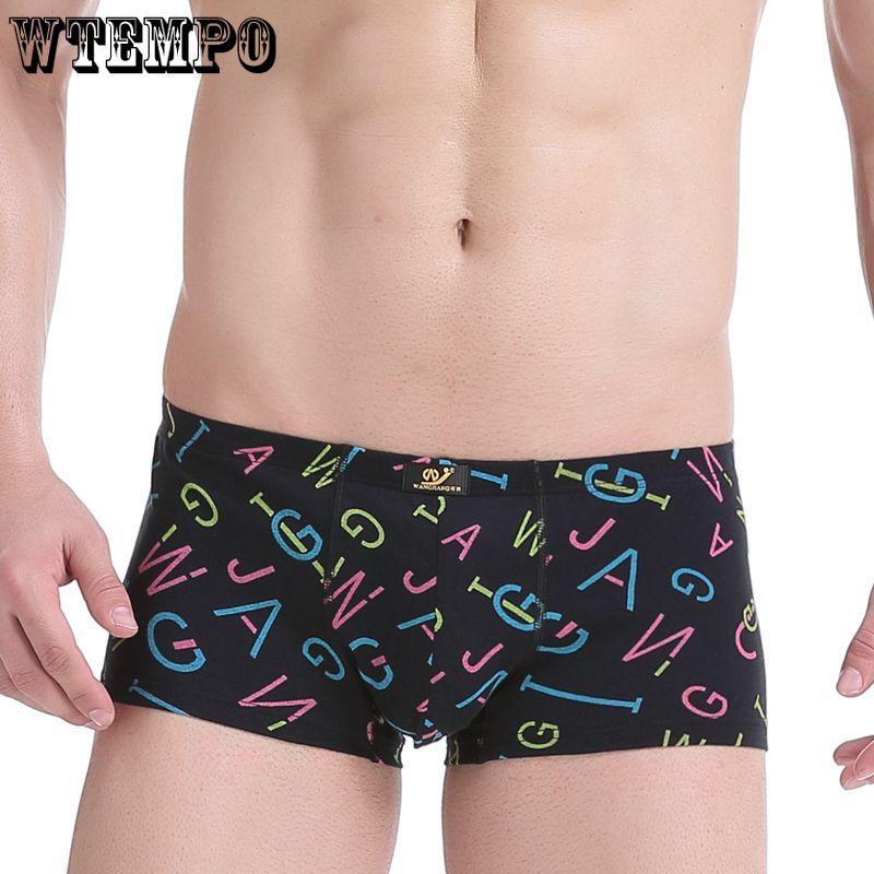 Men's Low Waisted Printed Underwear Men's Pure Cotton Breathable Youth Plus Size Four Corner Shorts