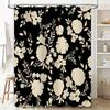 Black White Floral Print Shower Curtain Bathroom Decor Waterproof Polyester Fabric Home Decoration