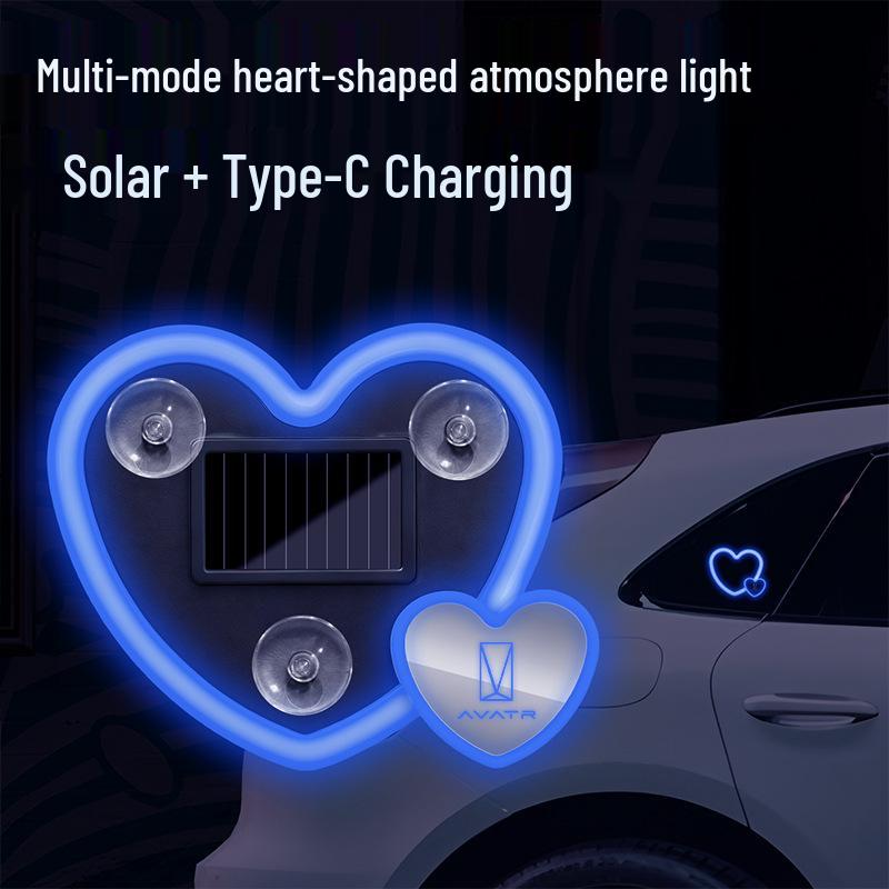 Heart-Shaped Solar Lamp for Avatr 06/07/11/12 - Car Decorative & Atmosphere Light