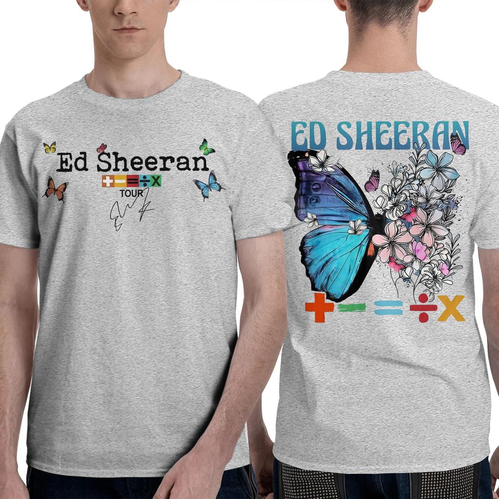Unique Album Ed Butterfly Logo Sheeraned Tour Music Butterfly T Shirt Men Women's Cotton   Tees Shirt Classic Clothing