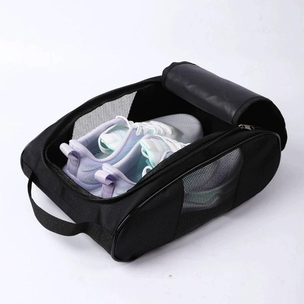 Portable Golf Shoe Bag Oxford Outdoor Travel Zipper Waterproof Breathable Shoe Carrier Bag Lightweight Football Tennis Shoe Bag