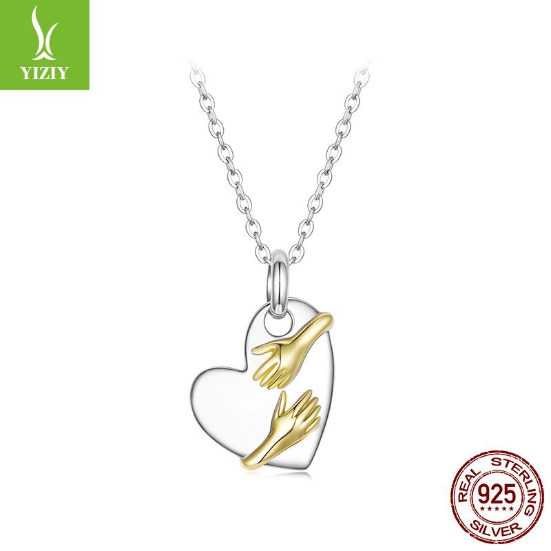 Hug Love S925 Sterling Silver Necklace Valentine Heart Collarbone Chain