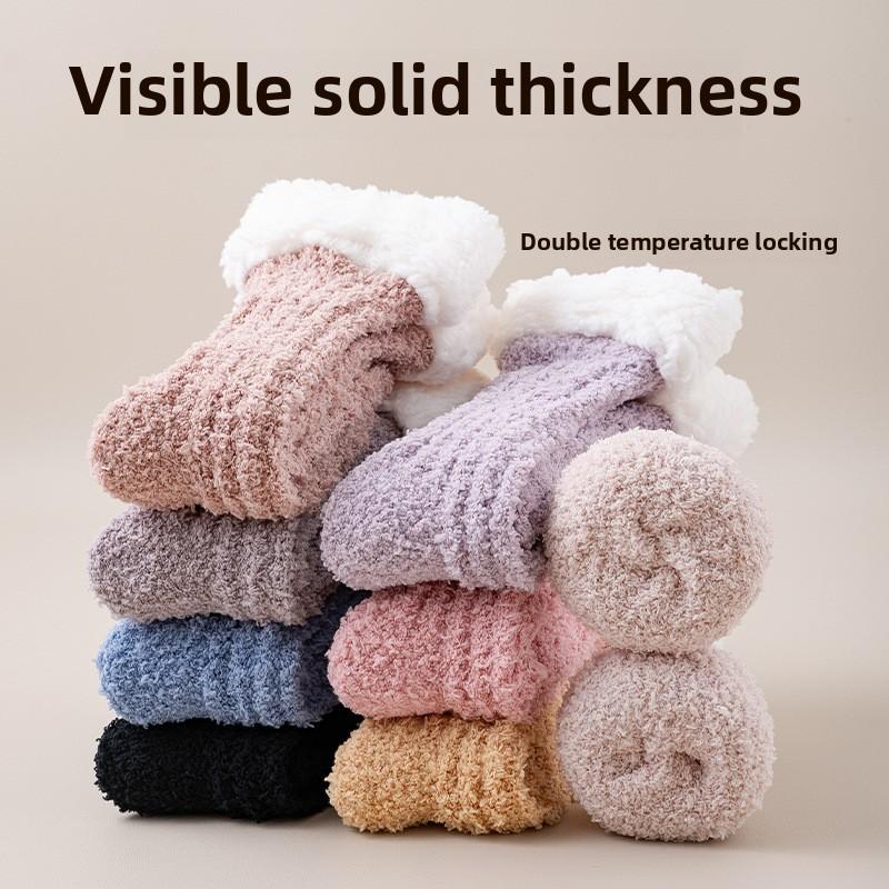 Coral Velvet Socks Women's Winter Plus Velvet Thick Warm Floor Socks Home Sleep Plush Autumn Winter Snow Moon Socks