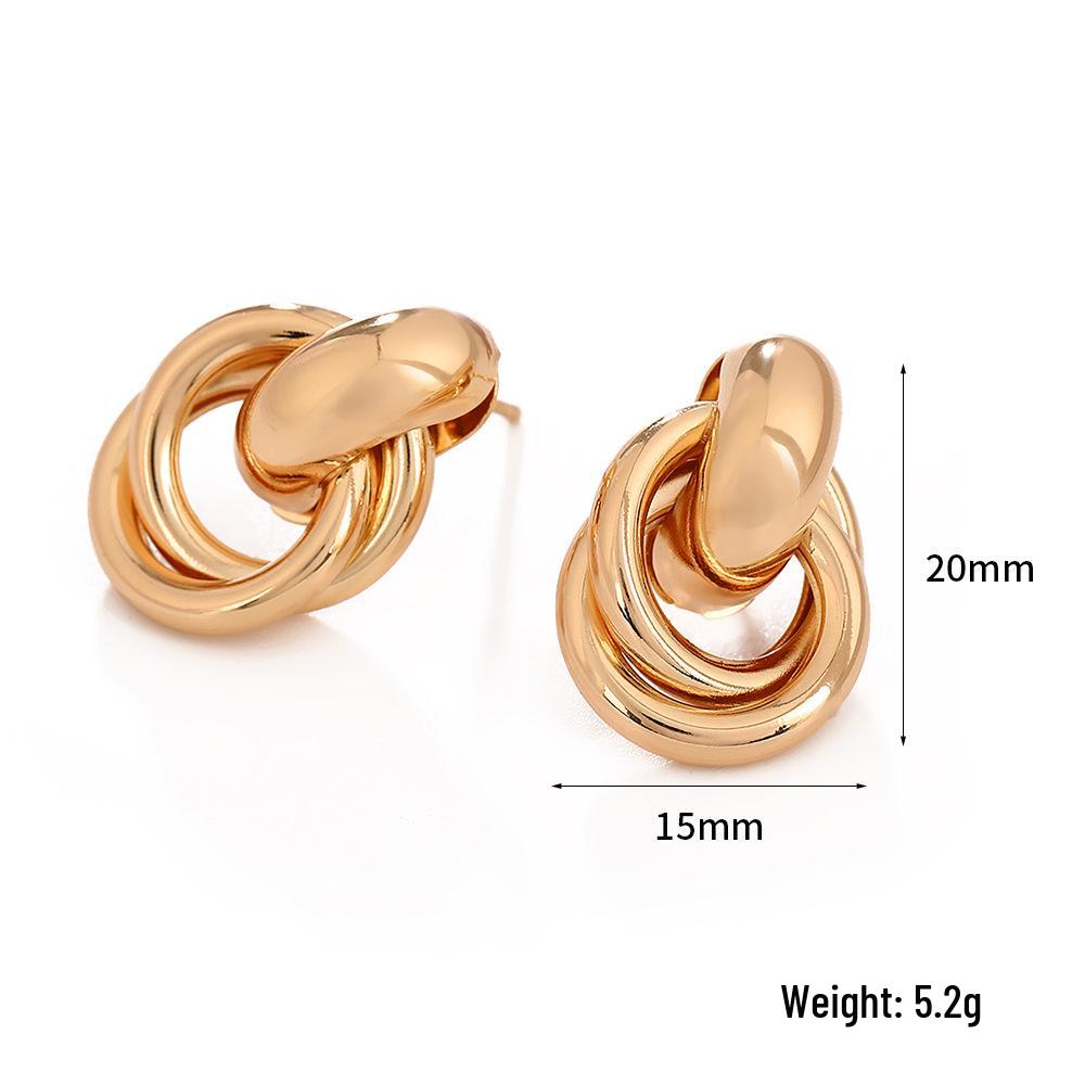Gold-Tone Geometric Twist Earrings: Fashionable and Versatile Multi-Layer Braided Earrings for Women.