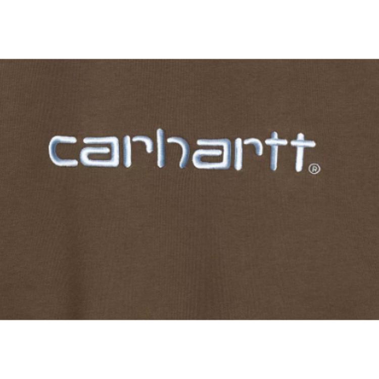 Carhartt WIP Embroidered Logo Loose Fit Crew Neck Long Sleeve Sweatshirt Men Sweatshirt Brown I030546-2QG-XX