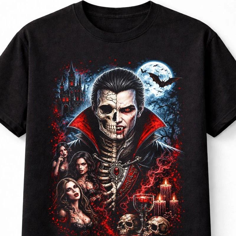 Dracula Vampire Skeleton Gothic Horror Halloween Unisex TShirt S