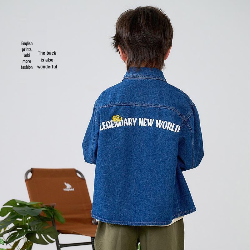 Soft Denim Cotton Boys' Shirt Jacket, Autumn/Spring 2026 Style, Children's Long-Sleeved Top