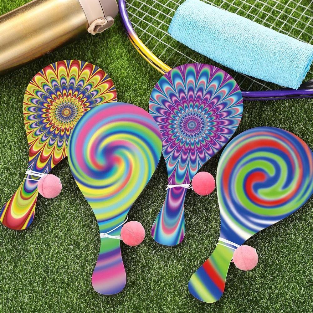 4 Stück Retro Paddelballspiel Elastische Schnur Sportspielzeug Holz Zielball Aktives Spielen