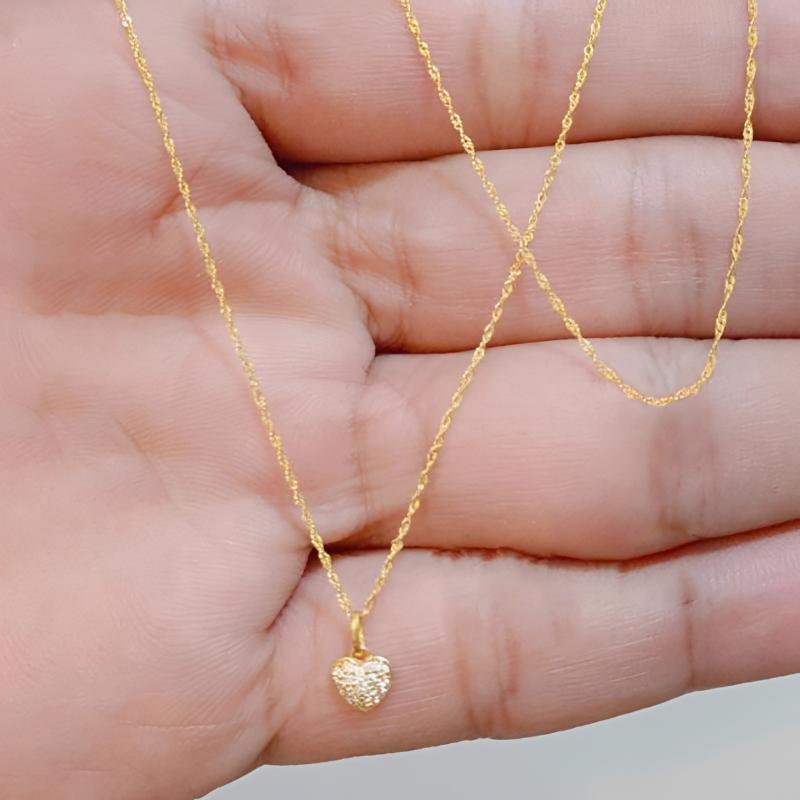 Heartbeat Signal Gold-Plated Heart Zircon Jewelry Set Heart Pendant Necklace And Earring Set Luxury Necklace Earring Jewelry Set
