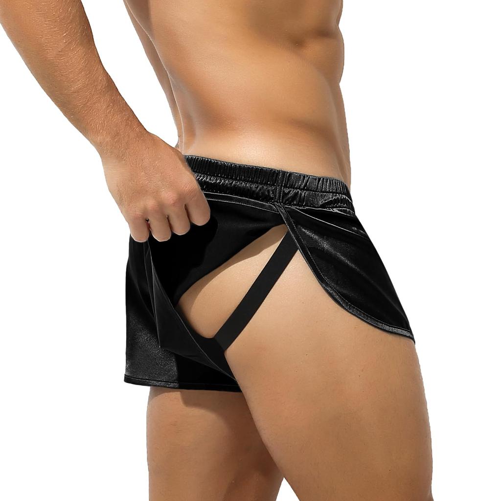 Arjen Kroos Sexy Boxer Briefs with Tie Size XL Men's T-Back Rope, Underwear, Underpants, Trunks, AK2195-A1, Black,