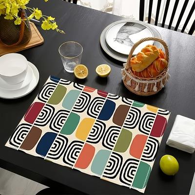 4er Set Tischsets 4 Stück Geometrisches Boho Design Waschbar Rutschfest Tischmatten für Küchen- und Esszimmerdekoration