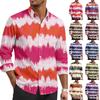 Men's Casual and Fashionable Tie- Textured Print Shirt - Men's Lapel Buttoned Long-sleeved Top