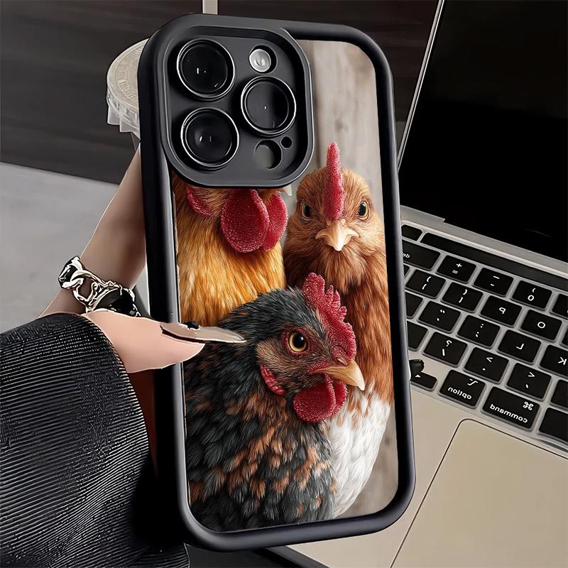 Phone Case for iPhone 17 Air 16E 15 16 Pro Max Chicken Hen Rooster Cover 14 Plus 13 12 Mini Soft Shell Silicone Fundas
