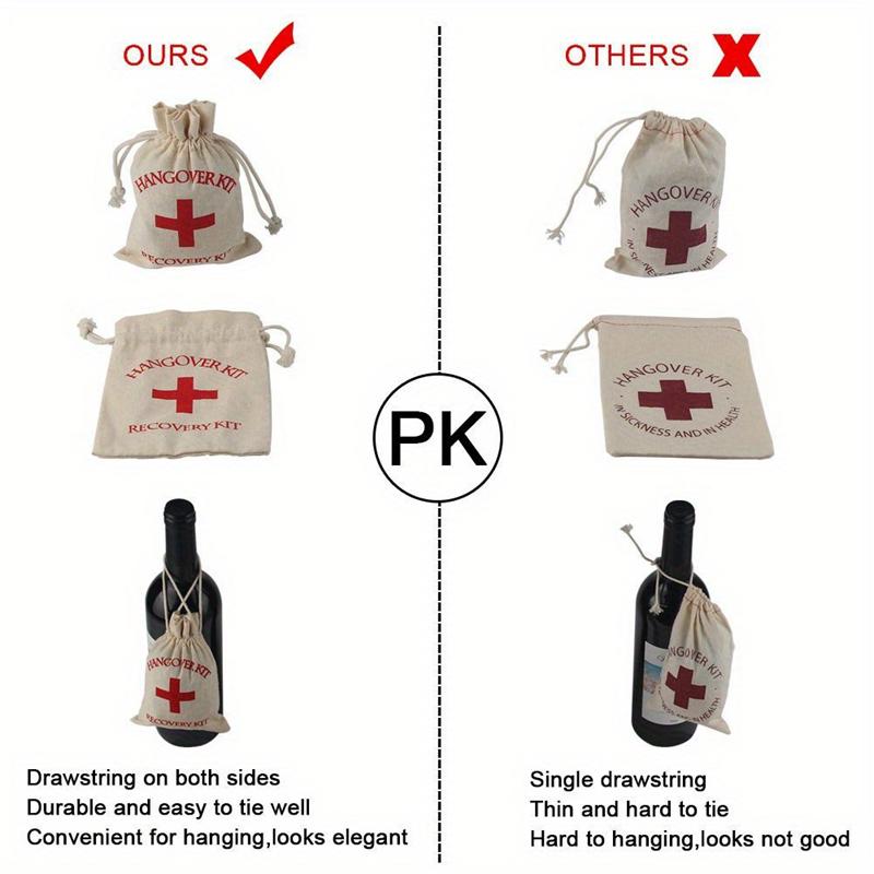 10/5/2Pcs Christmas Party Wake Up Bags Wedding Guest Gift Storage Bag Cotton Linen Bags First Aid Kits Red Cross Hangover Kit