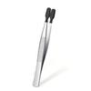 1 4 Pcs Eyelash Tweezers Rubber Tips Non Marring Flat Bent Tip Eyelash Extension Tweezers For Professional Use