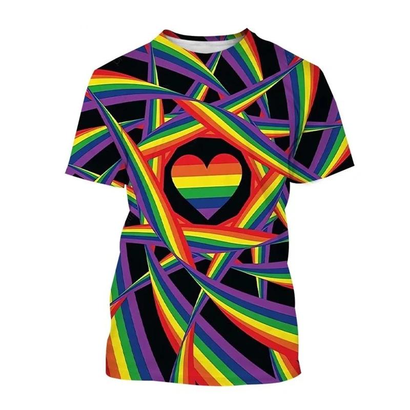 Summer Happy Pride Day Rainbow 3D Print T-Shirts Men Women Short Sleeve T Shirt Oversized Harajuku Y2k Tees Tops Kids Clothing