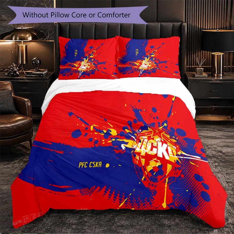 CSKA Moscow 3 Piece Bedding Set Soft Duvet Cover Set with Pillowcases Printed Bedroom Decor Set for Home