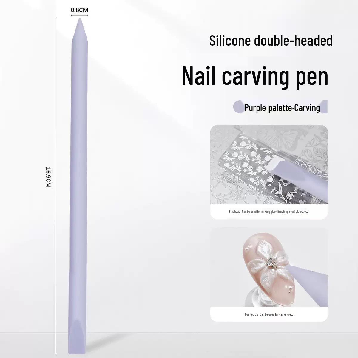 Nail Art Double-Ended Silicone Stick & Steel Scraper for Gel Mixing and Color Picking