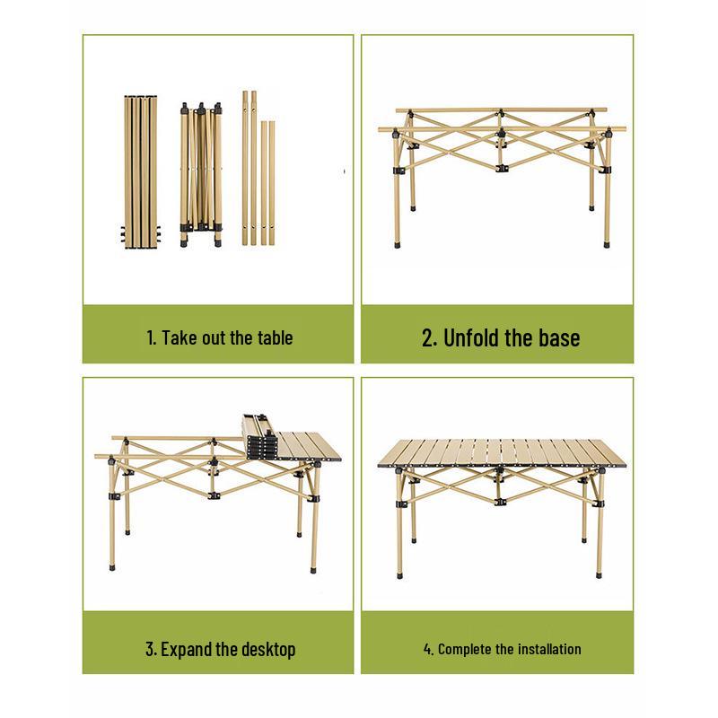 Outdoor Foldable Aluminum Table and Chair Set - Portable Picnic and Camping Roll-Up Table