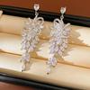 Silver Needle Zircon Flower Water Drop Fringed Earrings Light Luxury High-end Stud Earrings Niche Design Exquisite Fashion Earrings