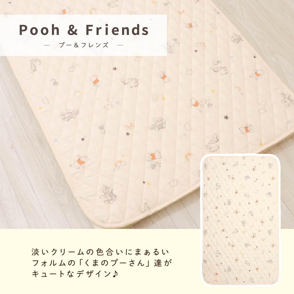 Un Doudou Baby Mattress Disney Pooh Friends Quilted Peach Skin Fabric with Elastic Disney Waterproof, Sweat-Absorbing Pad, 2-in-1, 70x120cm, &