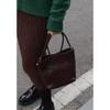 2025 New medieval fashion versatile leather square shoulder underarm crossbody tote bag woven bag hand bucket bag
