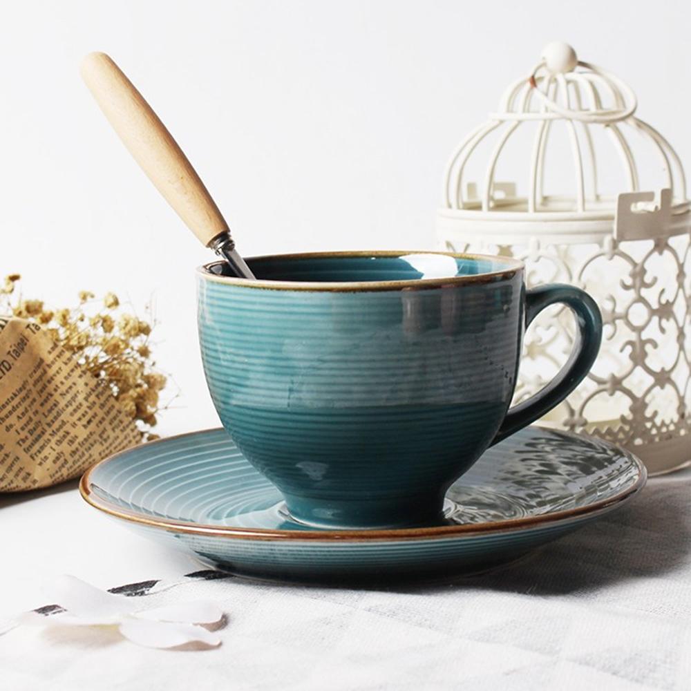 Ceramic Coffee Cup And Plate Set Creative Gradient Sets Japanese Home Use Personality Gilded Gold Milk Cup Dish