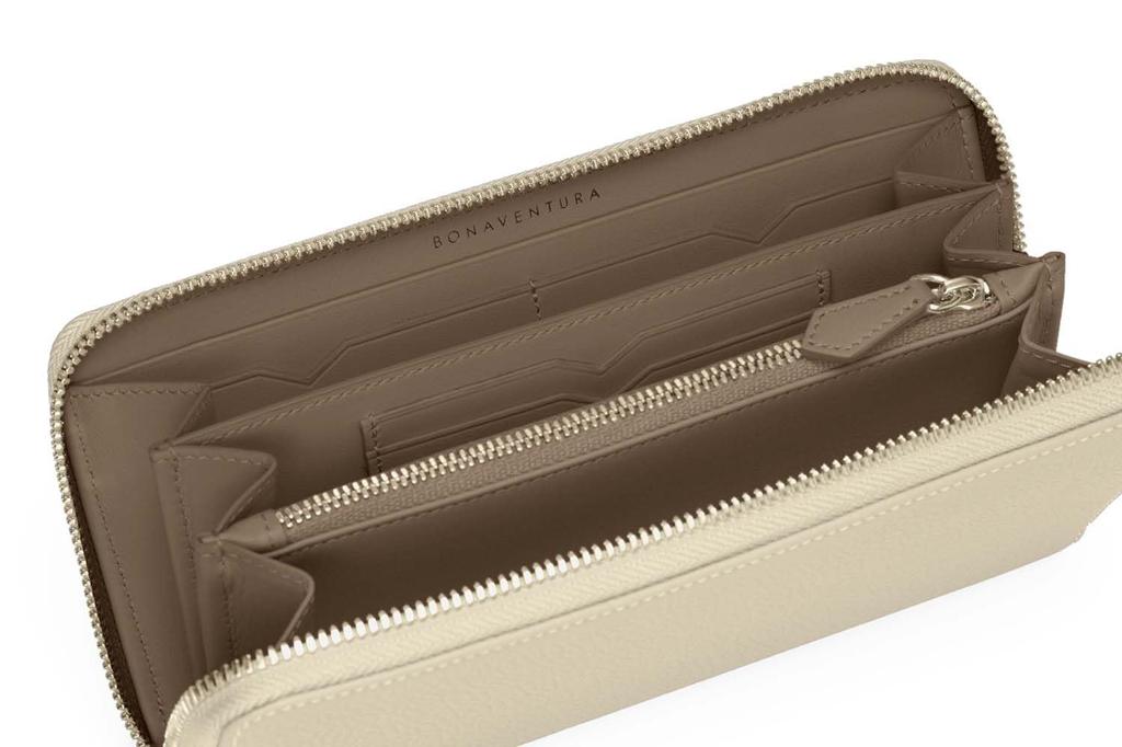 Long Zip Wallet Bottarato Leather x Italian Leather Genuine Leather Present Valentine [BONAVENTURA] [Bonaventura] (Shrink Leather) [Ivory Etaupe]