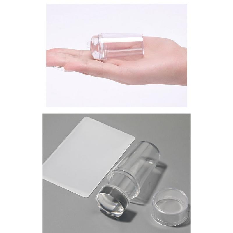 Silicone Transparent Nail Art Stamping Kit Everthing For Manicure Plate Stamper