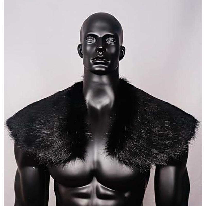 Vikinges Faux Furs Shawl Barbarian Collar,Medieval Knight Mantle Shoulder Wrap Warriour Cape Shawl Renaissances Costume