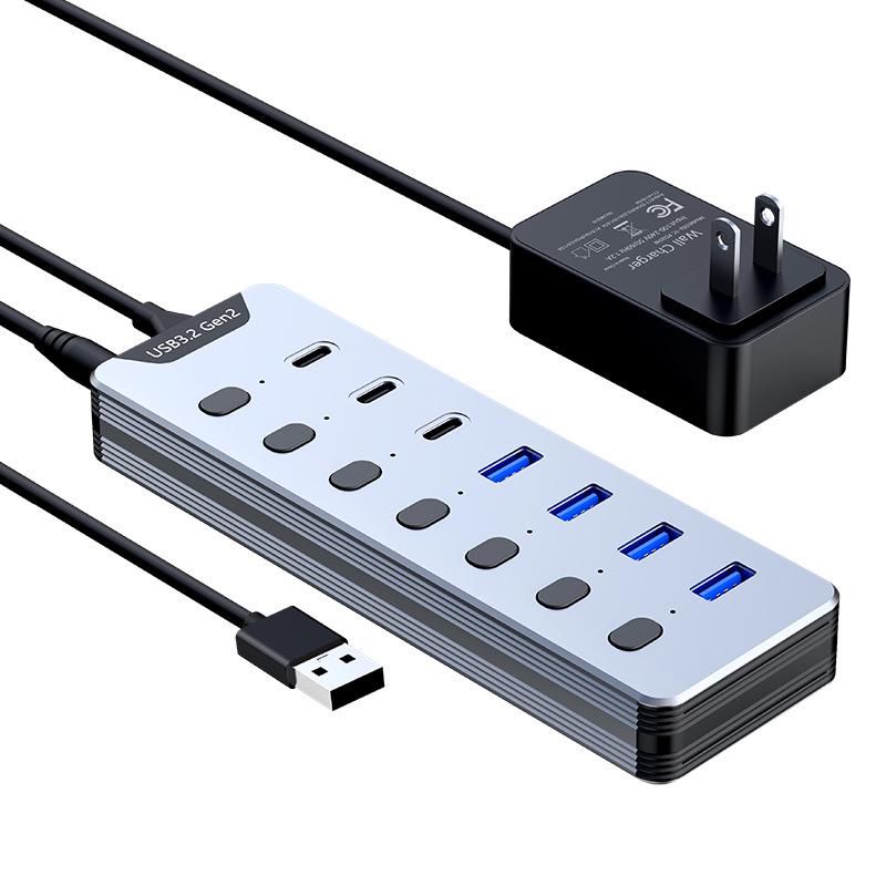 Multifunctional 7-Port 10Gbps USB 3.2 Gen 2 Hub Docking Station & Splitter