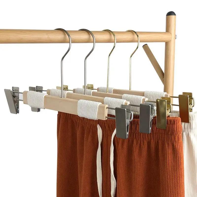 Wholesale Shops Customized Seamless Wooden Skirt Clips for Women's Adult Anti Slip Hangers Pants Dress Coat Suits Support Rack
