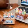 Decompression Wooden Fish Keychain Pendant Toy with Cow and Horse Buttons