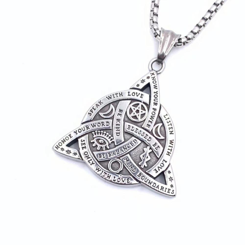 Trendy Viking Sun Tarot Triangle Pendant Titanium Steel Necklace Stainless Steel Jewelry Gift