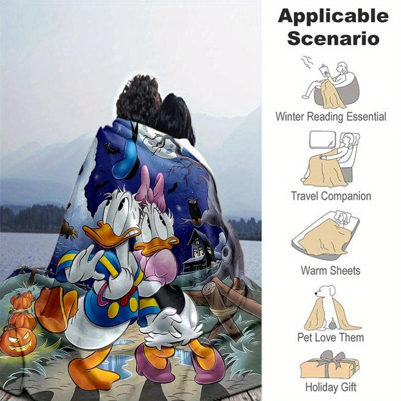 1pc. Halloween Themed Cartoon Duck Couple Blanket, Seasonal Home Decorative Throw for All Seasons, Cute Gift Idea for Friends and Family, Li