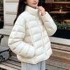 Down jacket women's new stand-up collar ribs Korean version light and thin short jacket duck down jacket women's Pinghu